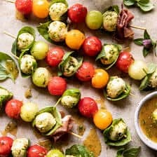 Marinated Mozzarella Melon Skewers | halfbakedharvest.com