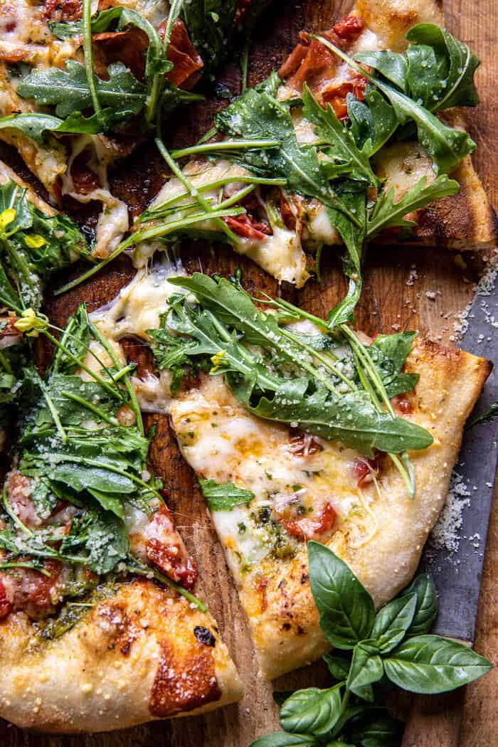 Arugula Tomato Cheese Pizza | halfbakedharvest.com