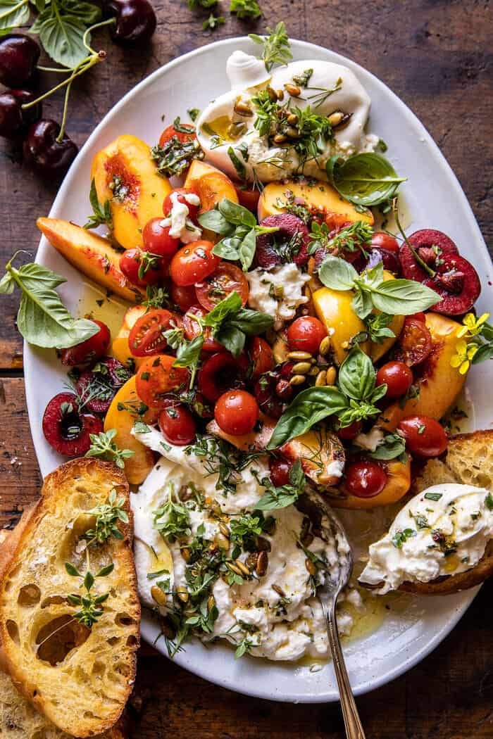 Tomato, Peach and Burrata Salad | halfbakedharvest.com