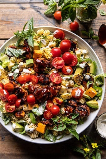 BBQ Chicken Ranch Pasta Salad | halfbakedharvest.com