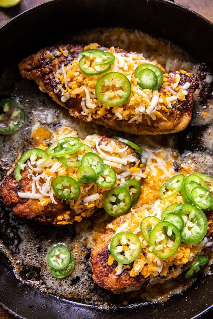 Jalapeño Cheddar Stuffed Chicken with Creamed Corn | halfbakedharvest.com