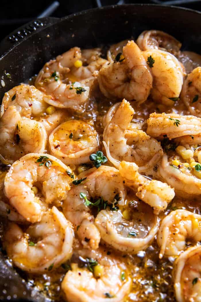 Spicy Lemon Butter Shrimp Scampi with Herbed Corn | halfbakedharvest.com Spicy Lemon Butter Shrimp Scampi with Herbed Corn | halfbakedharvest.com