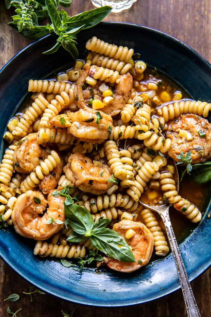 Spicy Lemon Butter Shrimp Scampi with Herbed Corn | halfbakedharvest.com Spicy Lemon Butter Shrimp Scampi with Herbed Corn | halfbakedharvest.com