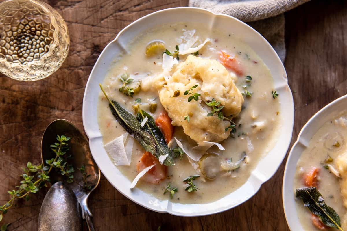 30 Minute Creamy Chicken and Parmesan Sage Dumplings | halfbakedharvest.com