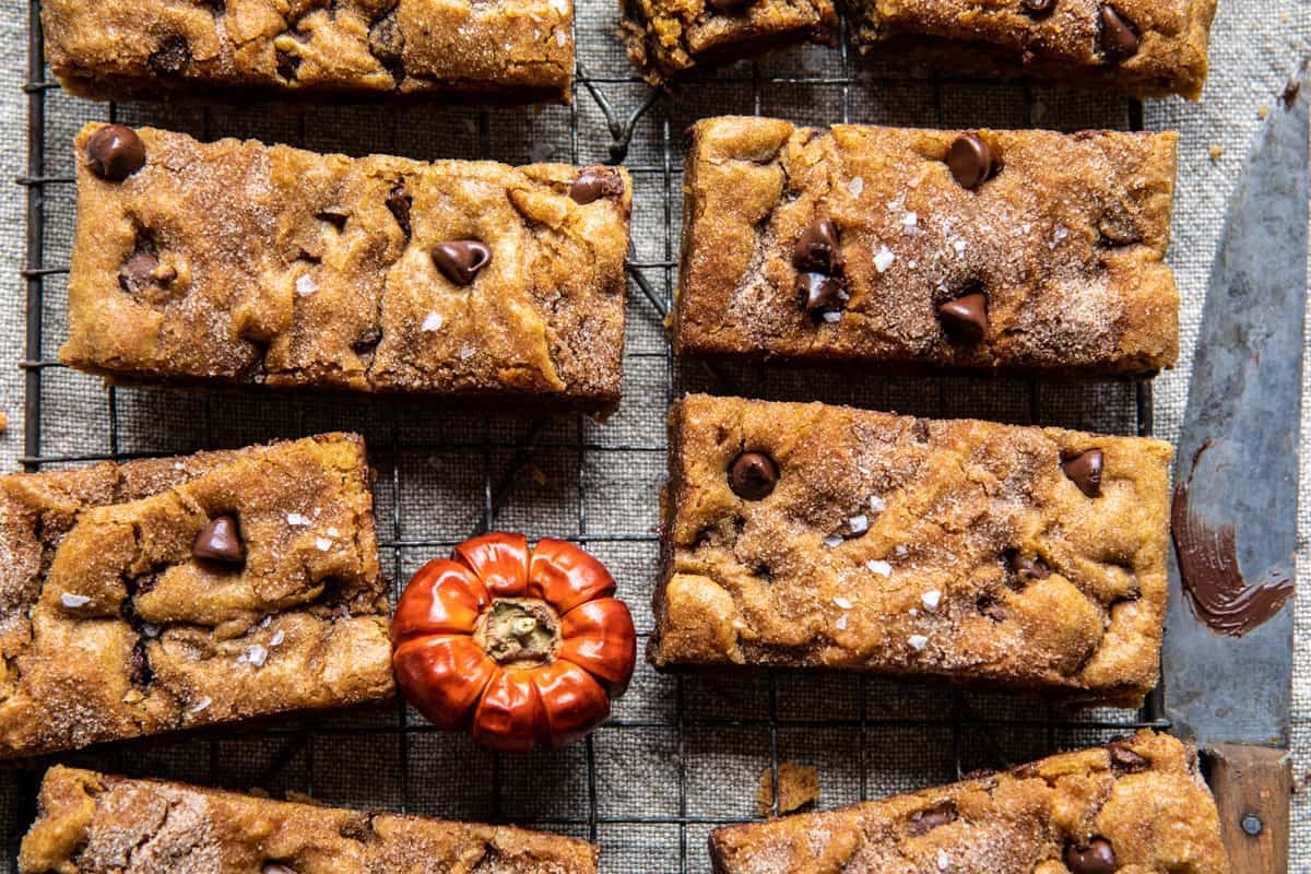 Pumpkin Butter Chocolate Chip Blondies | halfbakedharvest.com
