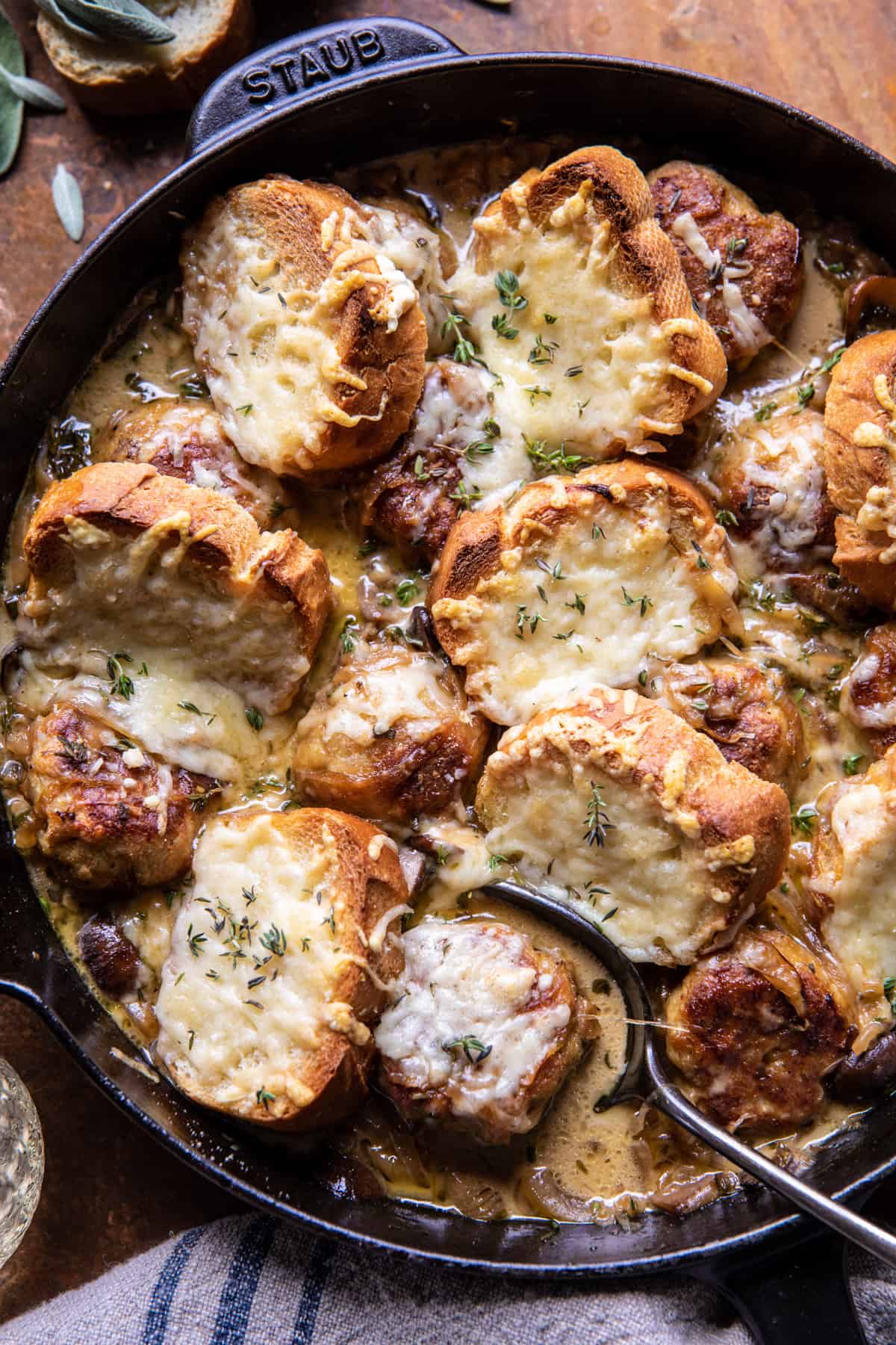 Baked French Onion Meatballs | halfbakedharvest.com