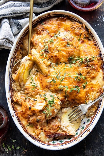 Cheesy Scalloped Potatoes with Caramelized Onions | halfbakedharvest.com