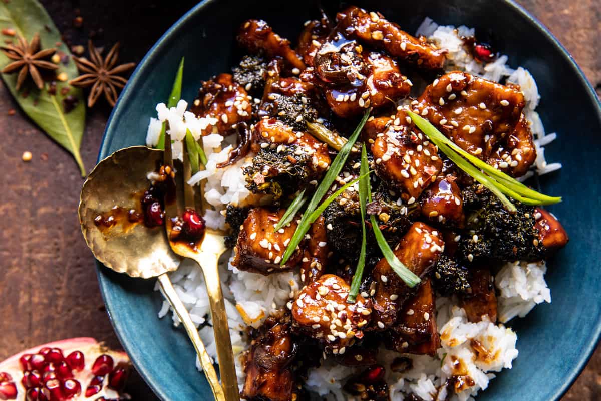 Spicy Sesame Chicken and Ginger Rice | halfbakedharvest.com