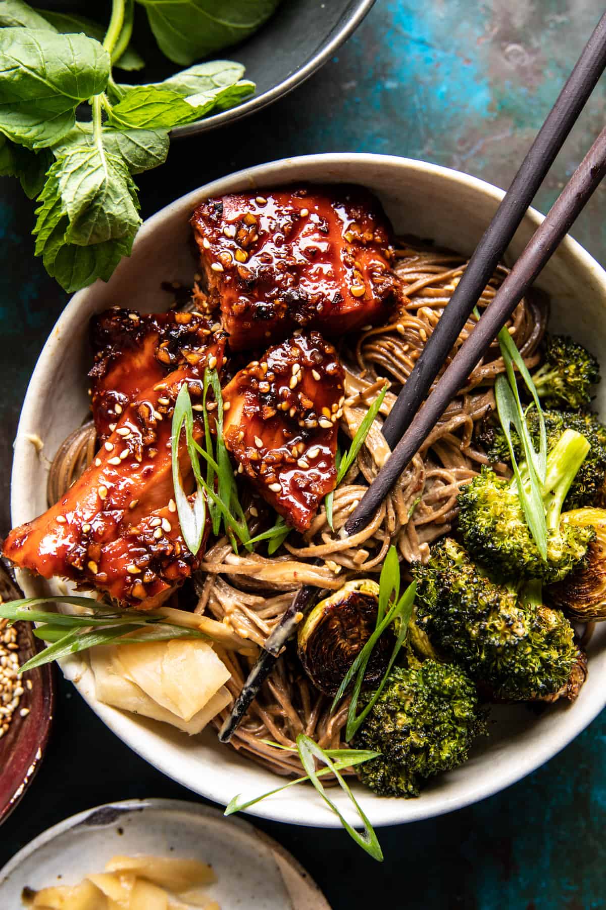 Honey Garlic Salmon Soba Noodle Bowls | halfbakedharvest.com