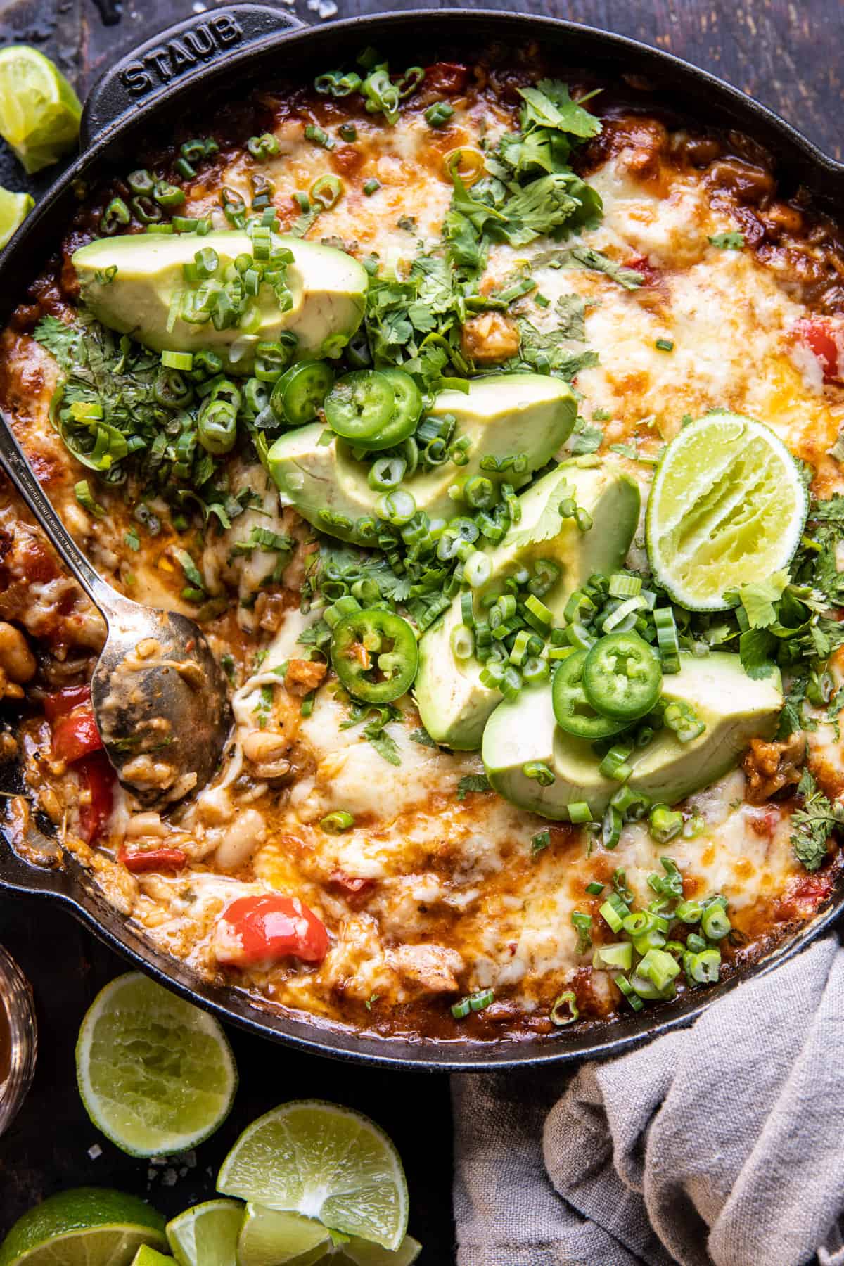 One Skillet White Chicken Chili Bake | halfbakedharvest.com