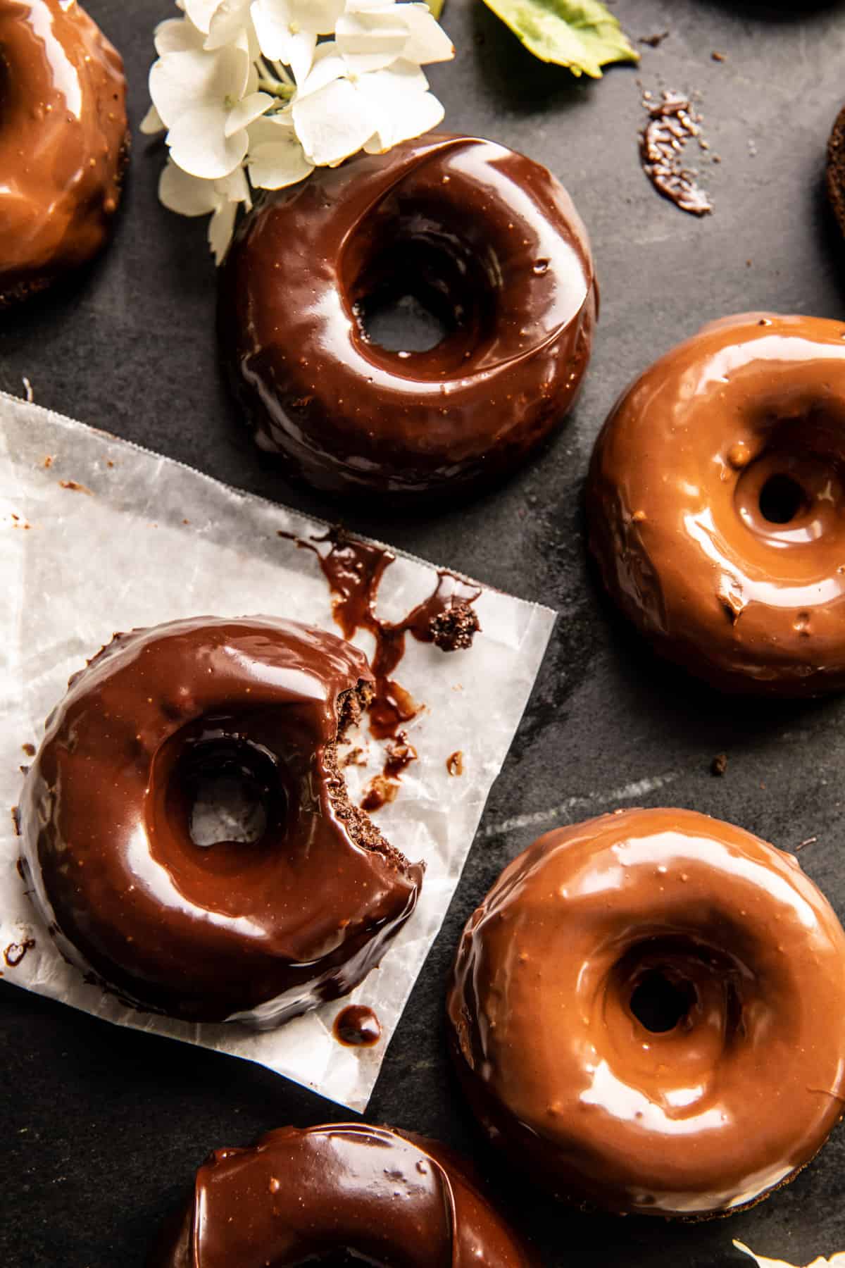 Baked Chocolate Fudge Glazed Doughnuts | halfbakedharvest.com