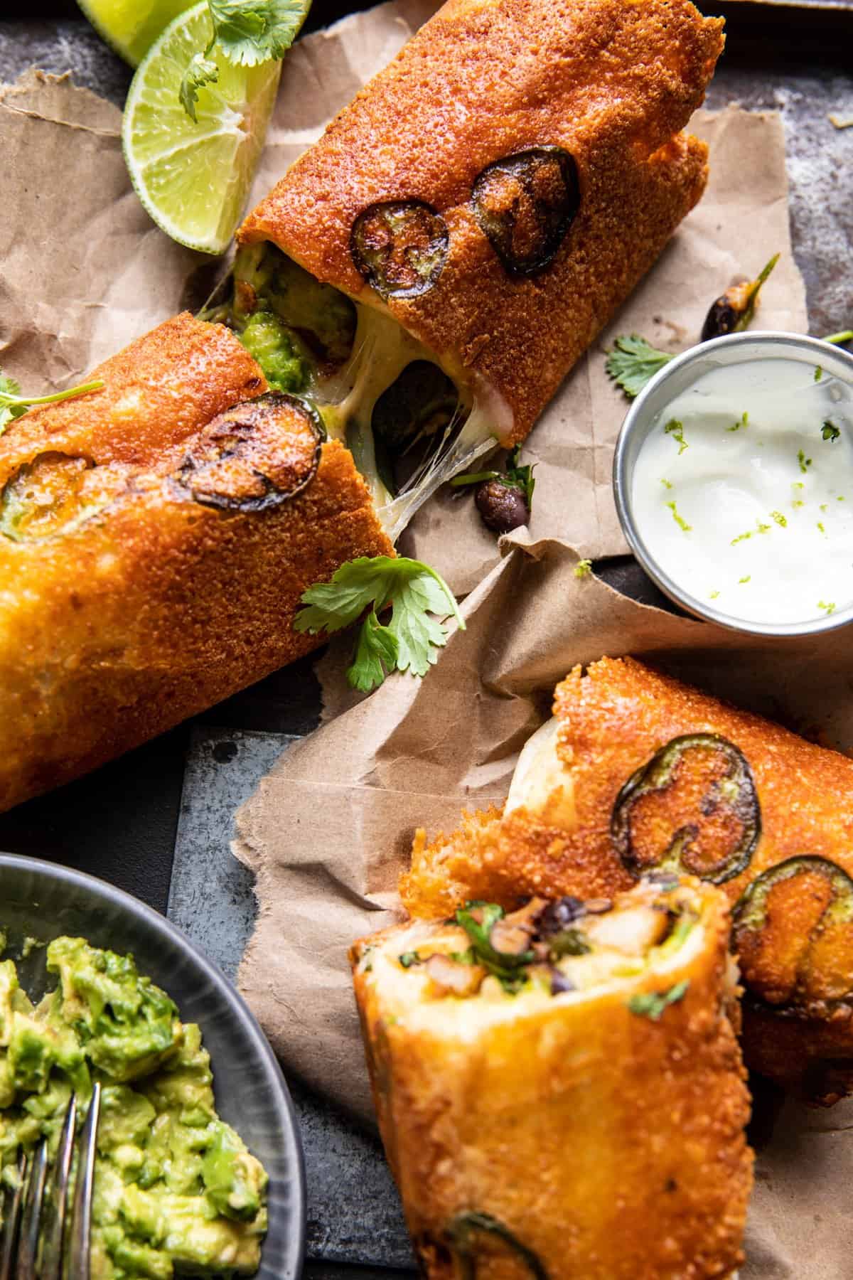 Crispy Cheese Poblano Avocado Burrito | halfbakedharvest.com