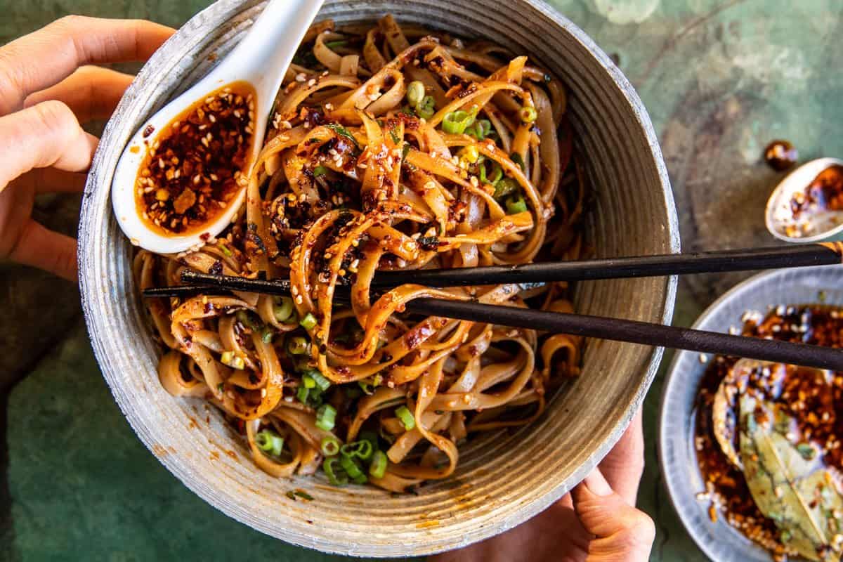 Crispy Sesame Garlic Chili Oil Noodles | halfbakedharvest.com