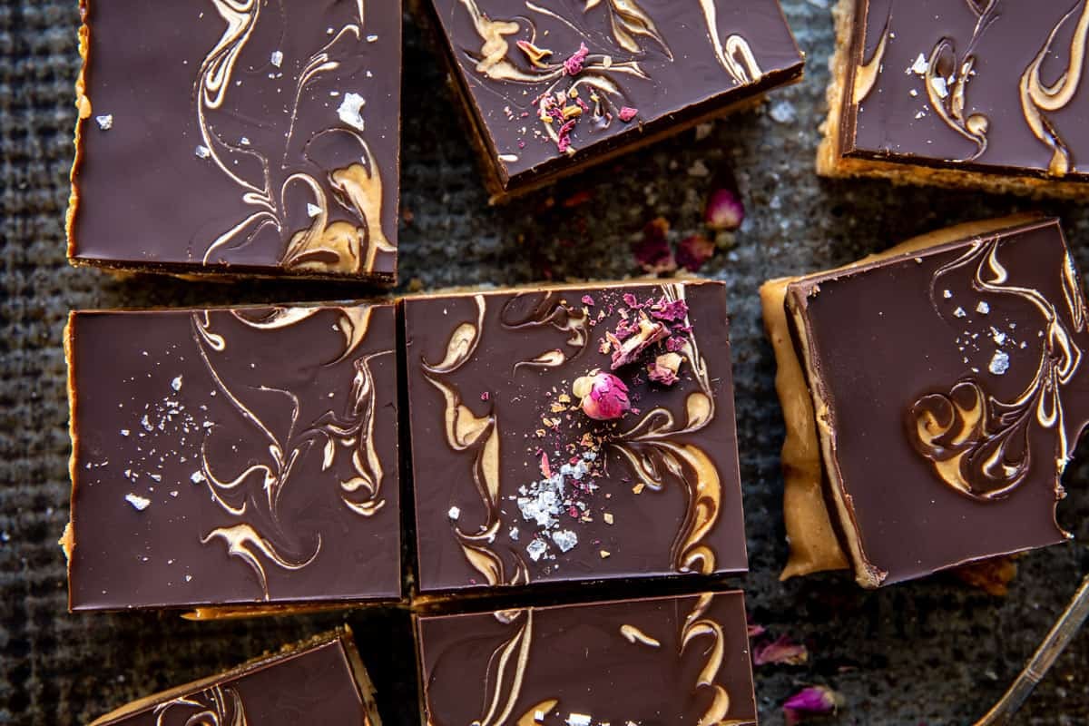 horizontal photo of peanut bars on tray 