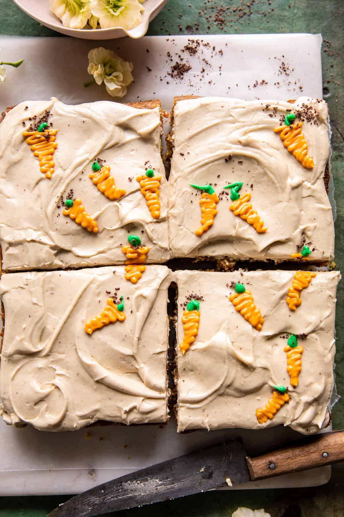 Carrot Sheet Cake with Brown Butter Cream Cheese Frosting | halfbakedbarvest.com