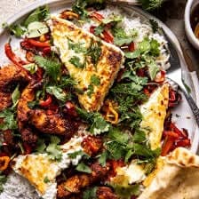 Crispy Feta with Lemon Pepper Chicken and Rice