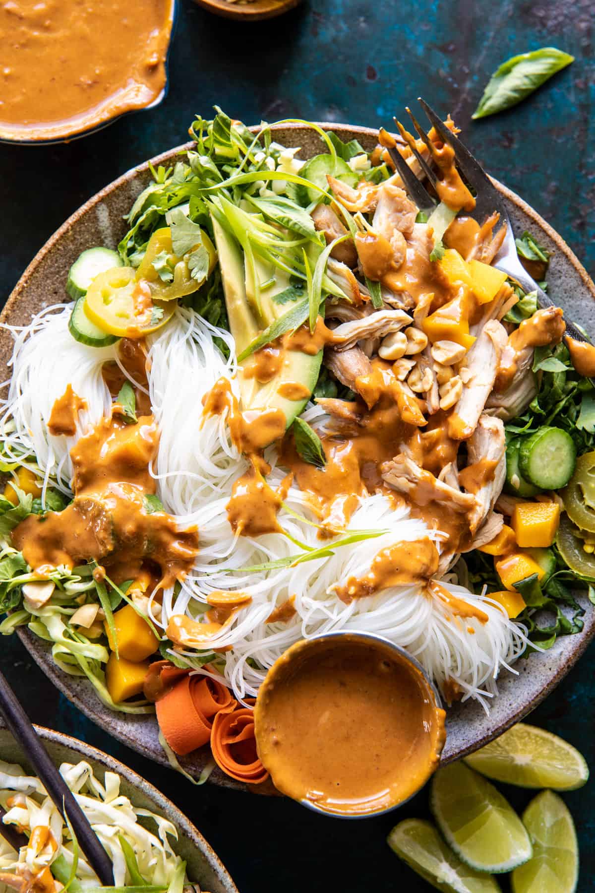 Peanut Chicken Spring Roll Bowls | halfbakedharvest.com