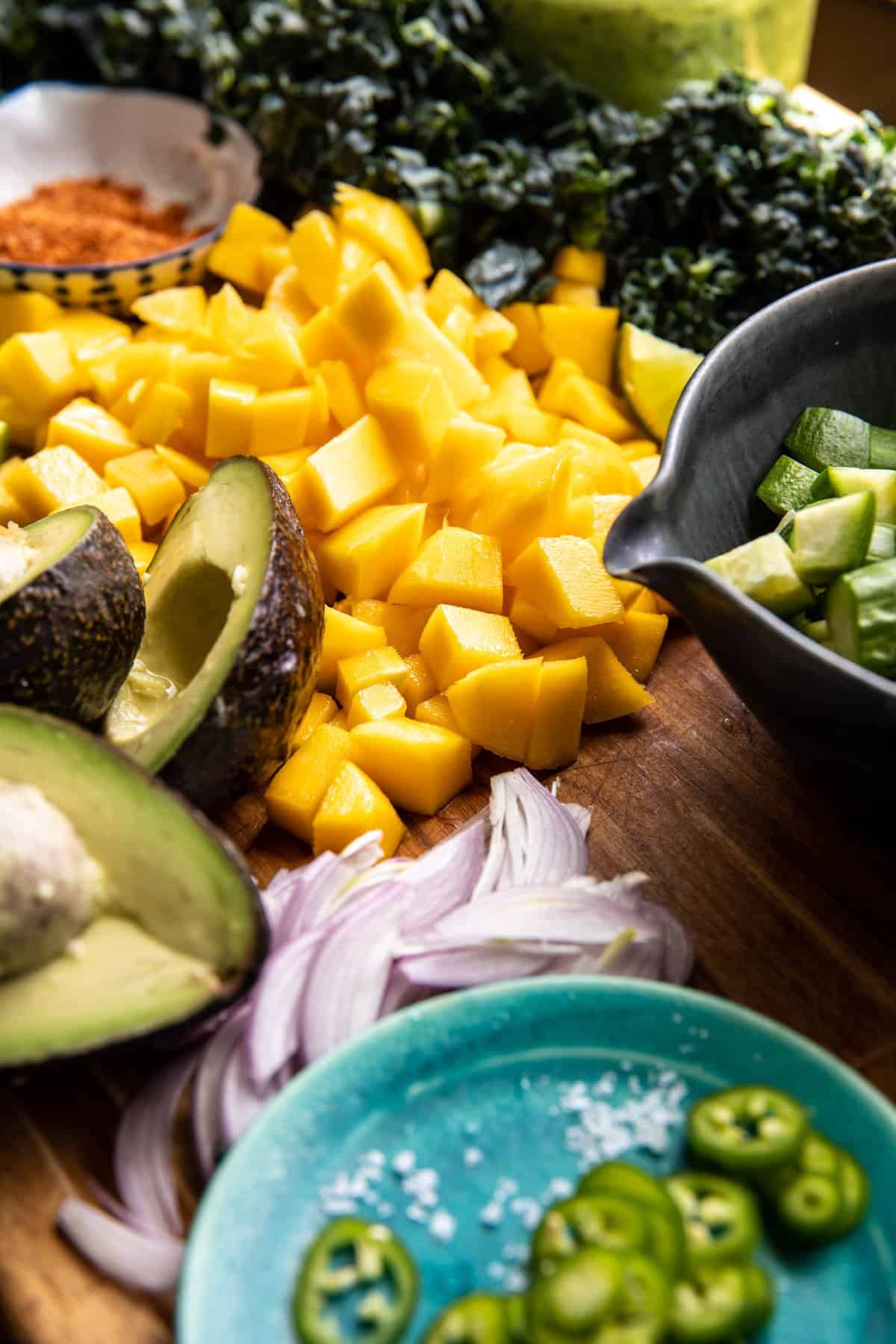 Mango Kale Salad with Cilantro Lime Dressing | halfbakedharvest.com