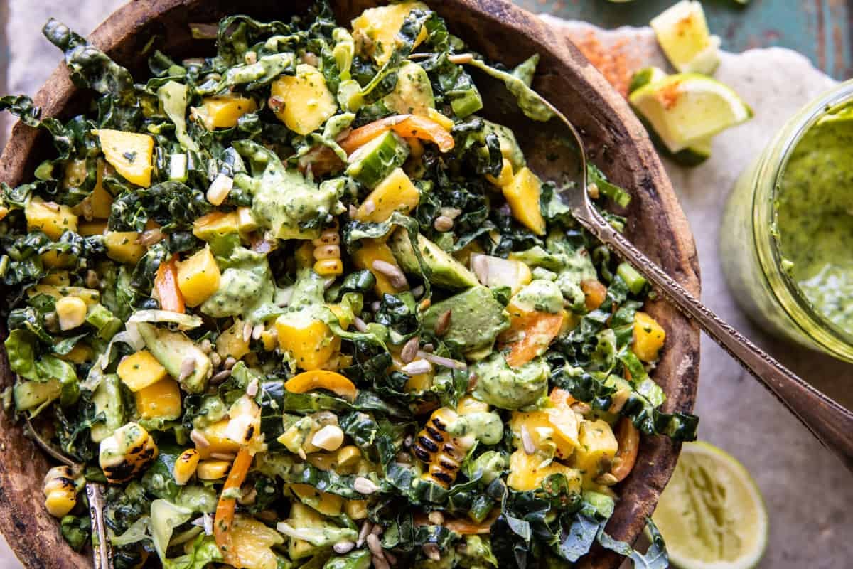 Mango Kale Salad with Cilantro Lime Dressing | halfbakedharvest.com