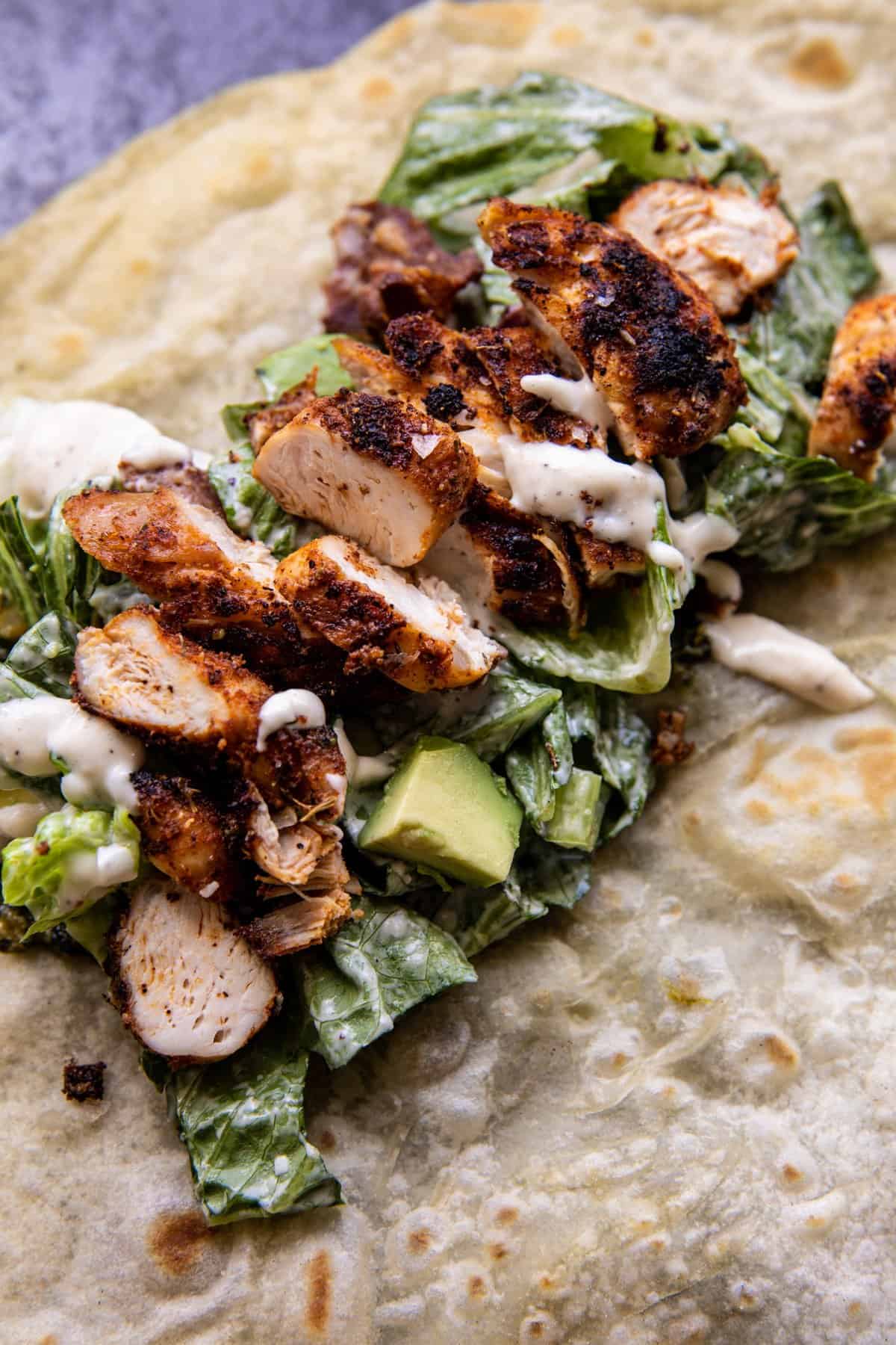 Pesto Chicken and Avocado Bacon Salad Wraps | halfbakedharvest.com