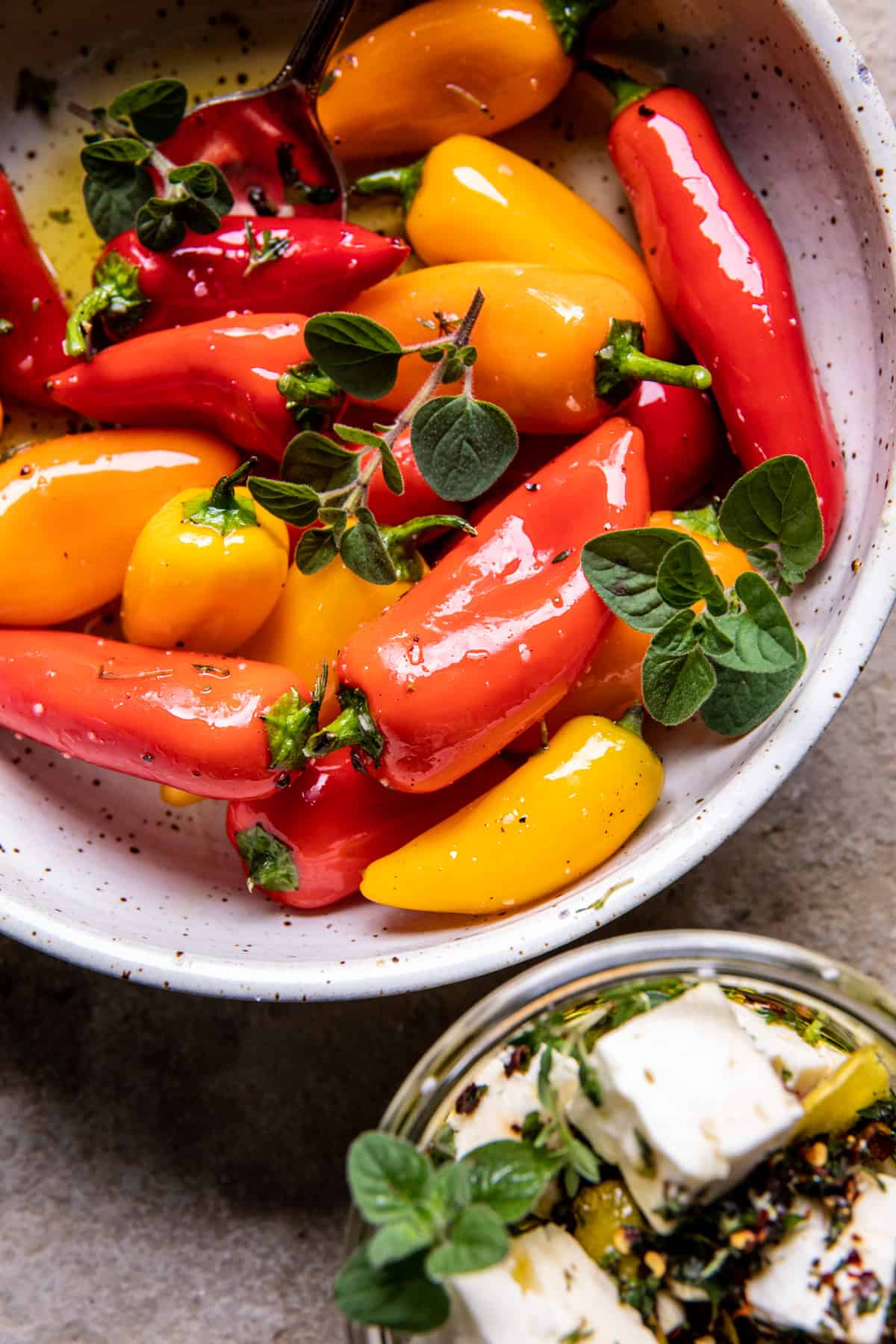 Charred Peppers with Marinated Feta and Tzatziki | halfbakedharvest.com
