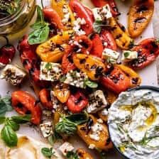 Charred Peppers with Marinated Feta and Tzatziki | halfbakedharvest.com