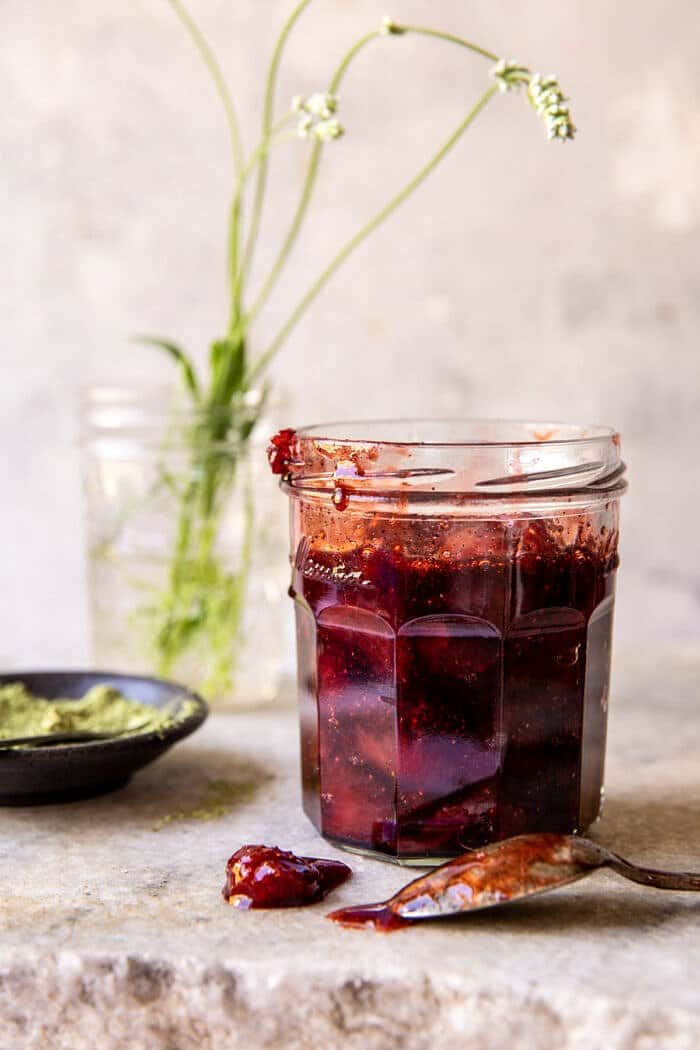 Iced Strawberry Milk Matcha Latte | halfbakedharvest.com