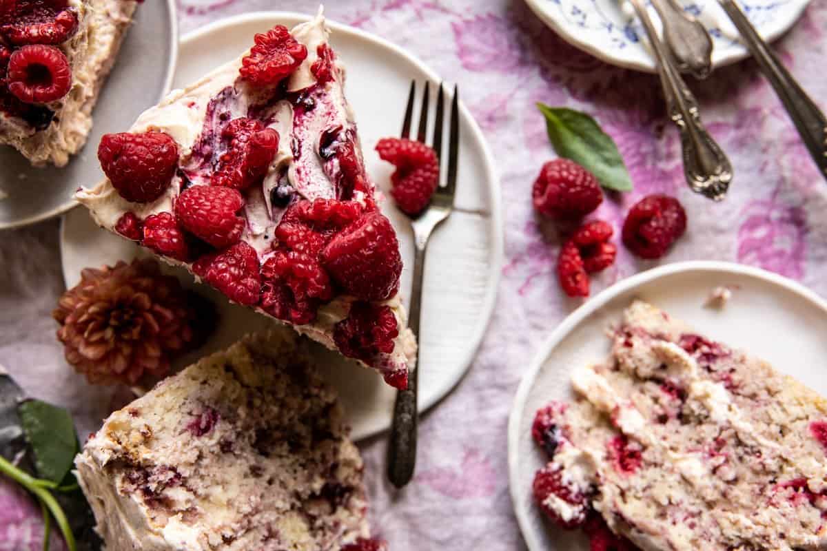 Smashed Raspberry White Chocolate Layer Cake | halfbakedharvest.com