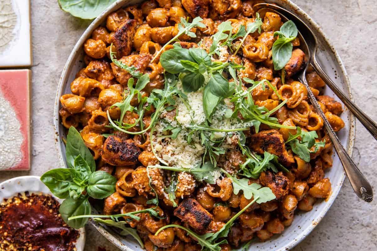 One Pot Creamy Roasted Red Pepper Chicken Pasta | halfbakedharvest.com