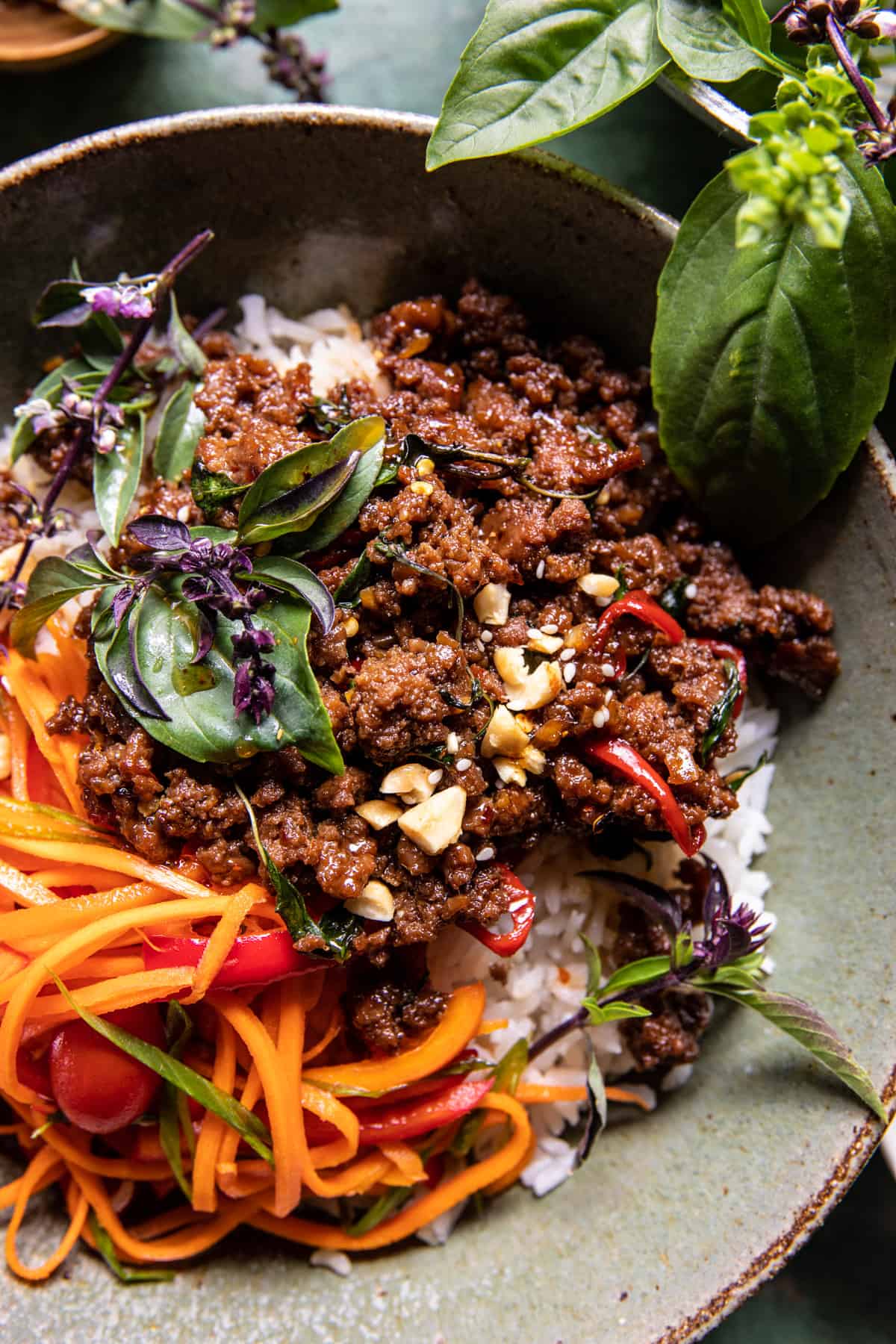 Thai Basil Beef and Lemongrass Rice Bowls | halfbakedharvest.com