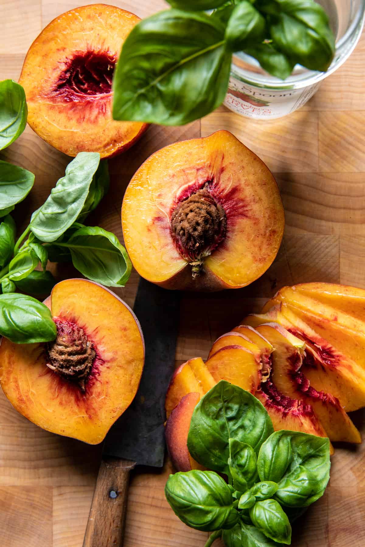 Tomato Peach Crostini with Hot Bacon Dressing | halfbakedharvest.com