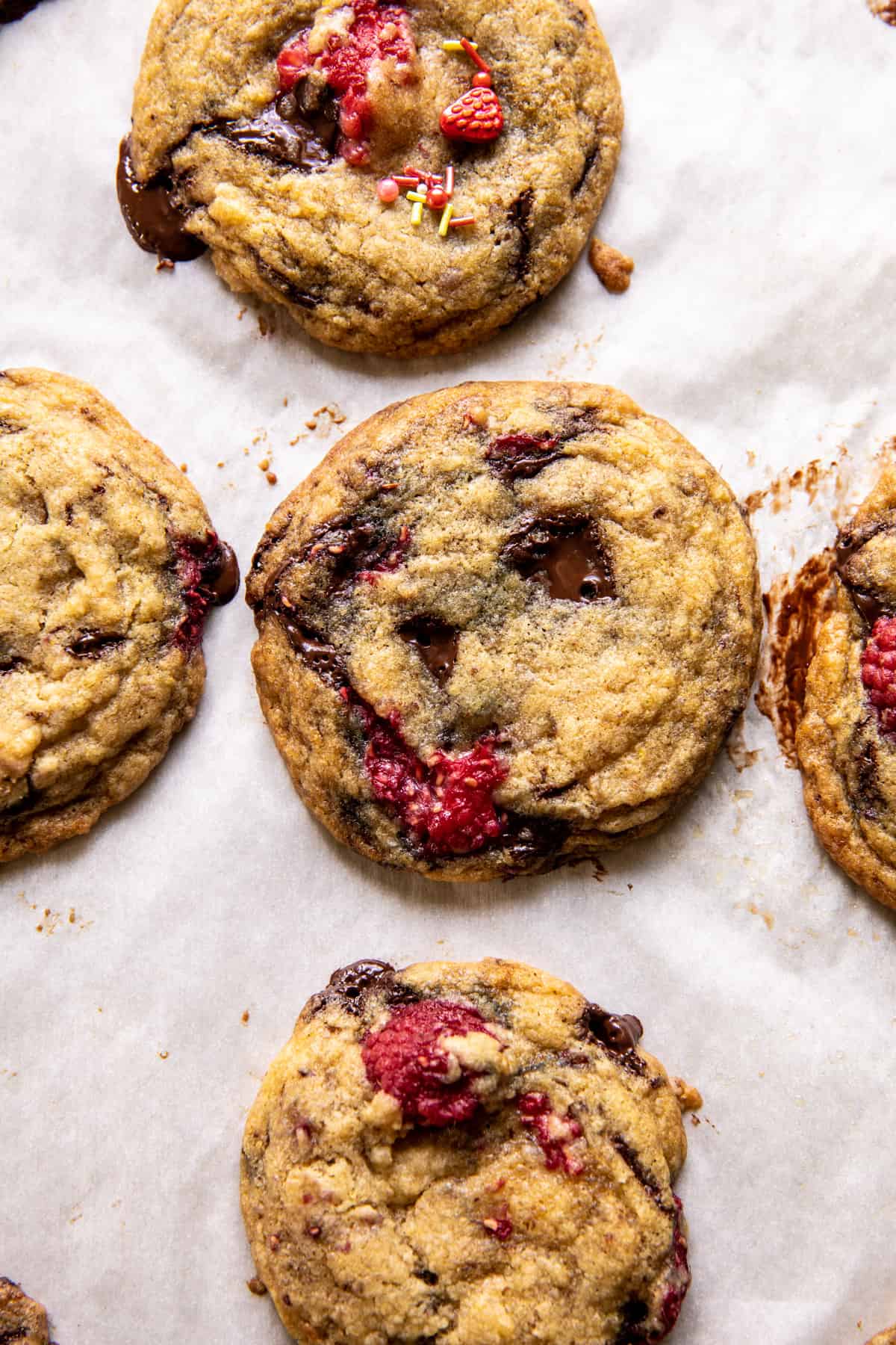 Brown Butter Raspberry Chocolate Chip Cookies | halfbakedharvest.com