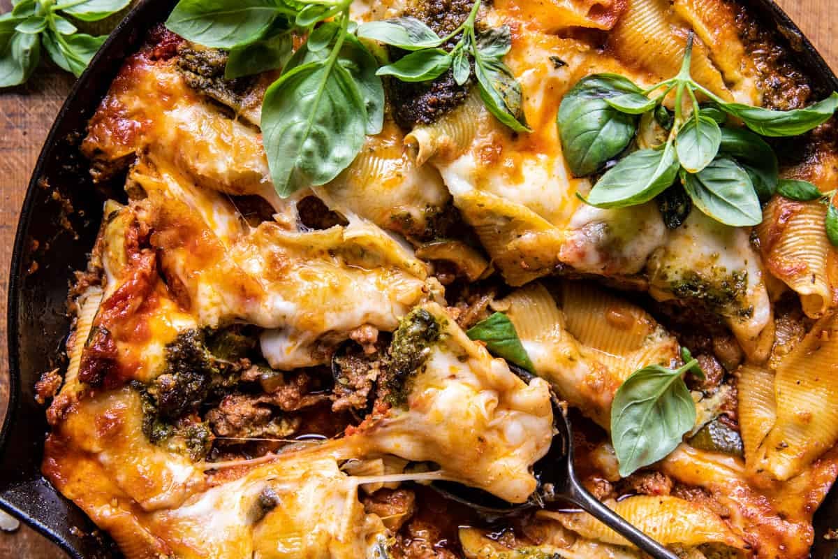 Spicy Zucchini and Pesto Cheese Stuffed Shells | halfbakedharvest.com