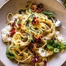 Zucchini Carbonara with Crispy Prosciutto and Burrata | halfbakedharvest.com