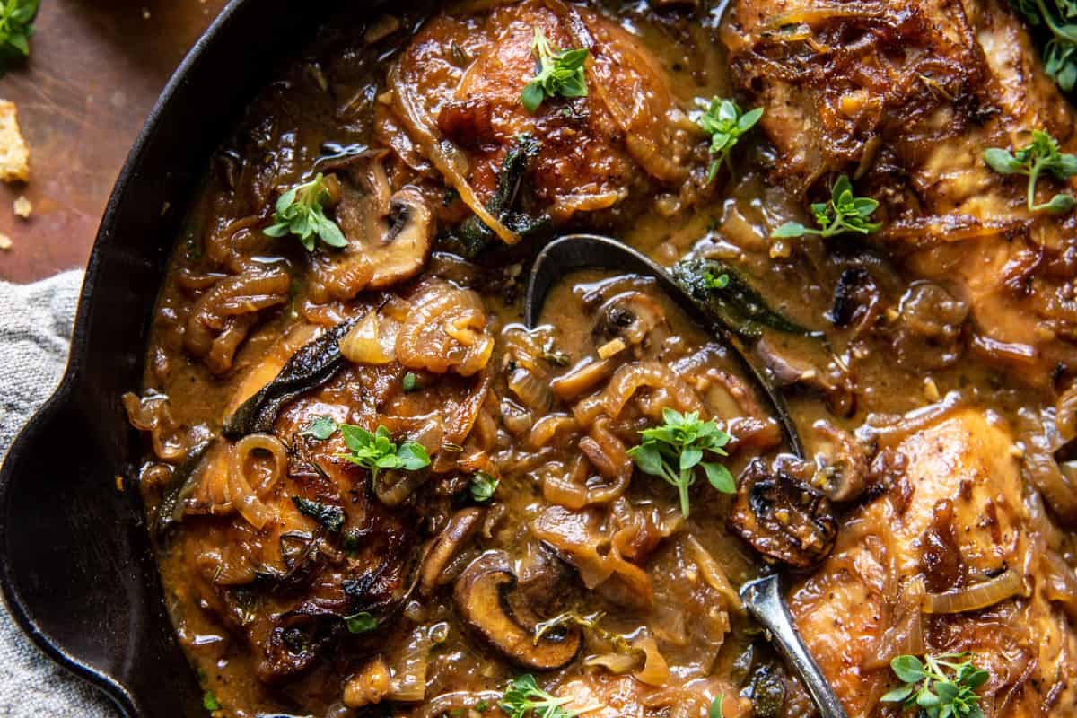 Cider Braised Chicken with Caramelized Onions | halfbakedharvest.com