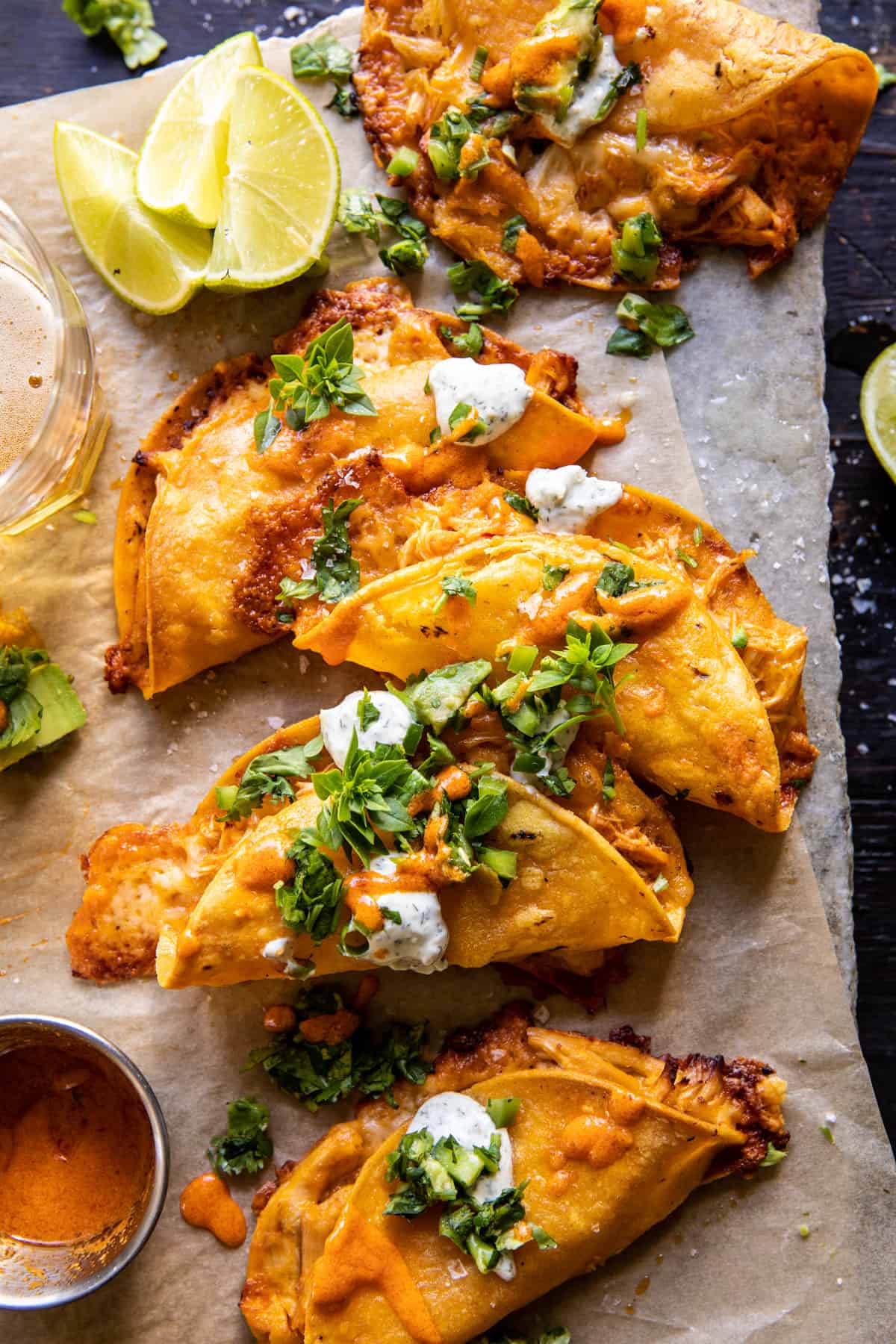 Crockpot Crispy Buffalo Chicken Tacos with Jalapenฬo Ranch | halfbakedharvest.com
