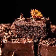 Fudge Frosted Chocolate Olive Oil Sheet Cake | halfbakedharvest.com