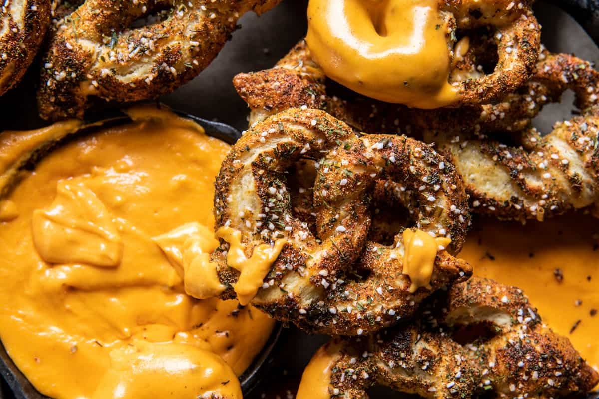Mini Ranch Pretzels with Buffalo Cheese Sauce | halfbakedharvest.com