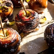 Sweet and Salty Healthier Caramel Apples | halfbakedharvest.com
