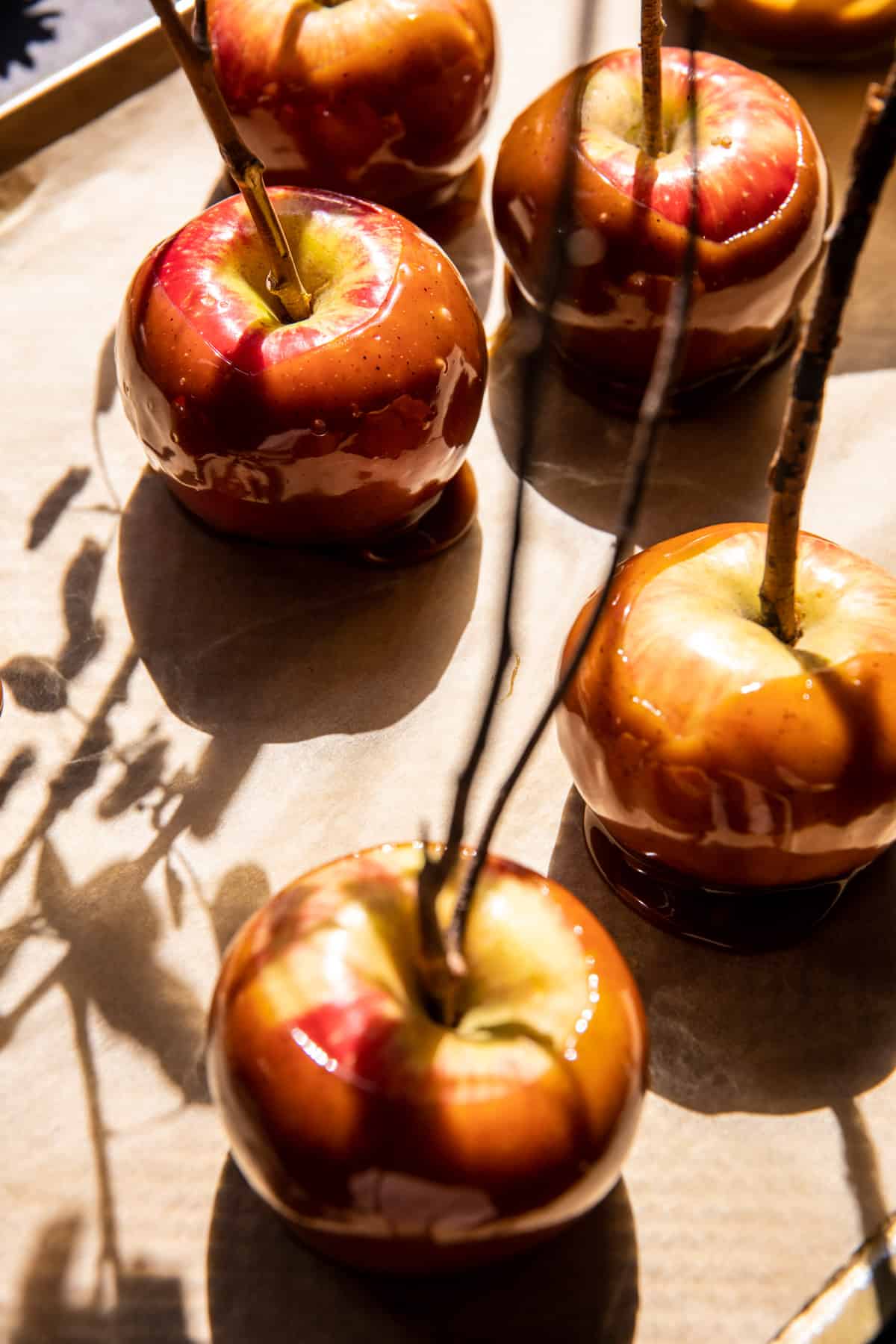 Sweet and Salty Healthier Caramel Apples | halfbakedharvest.com