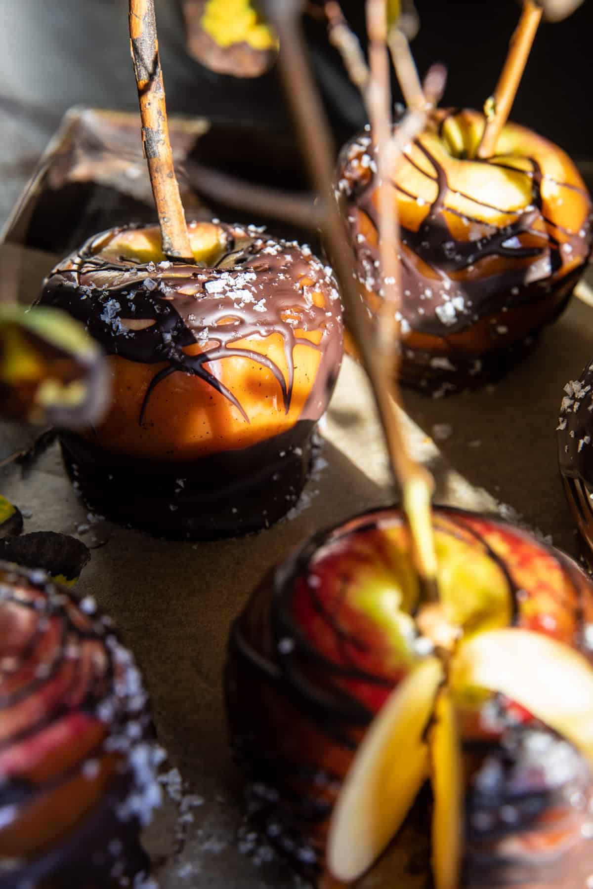 Sweet and Salty Healthier Caramel Apples | halfbakedharvest.com