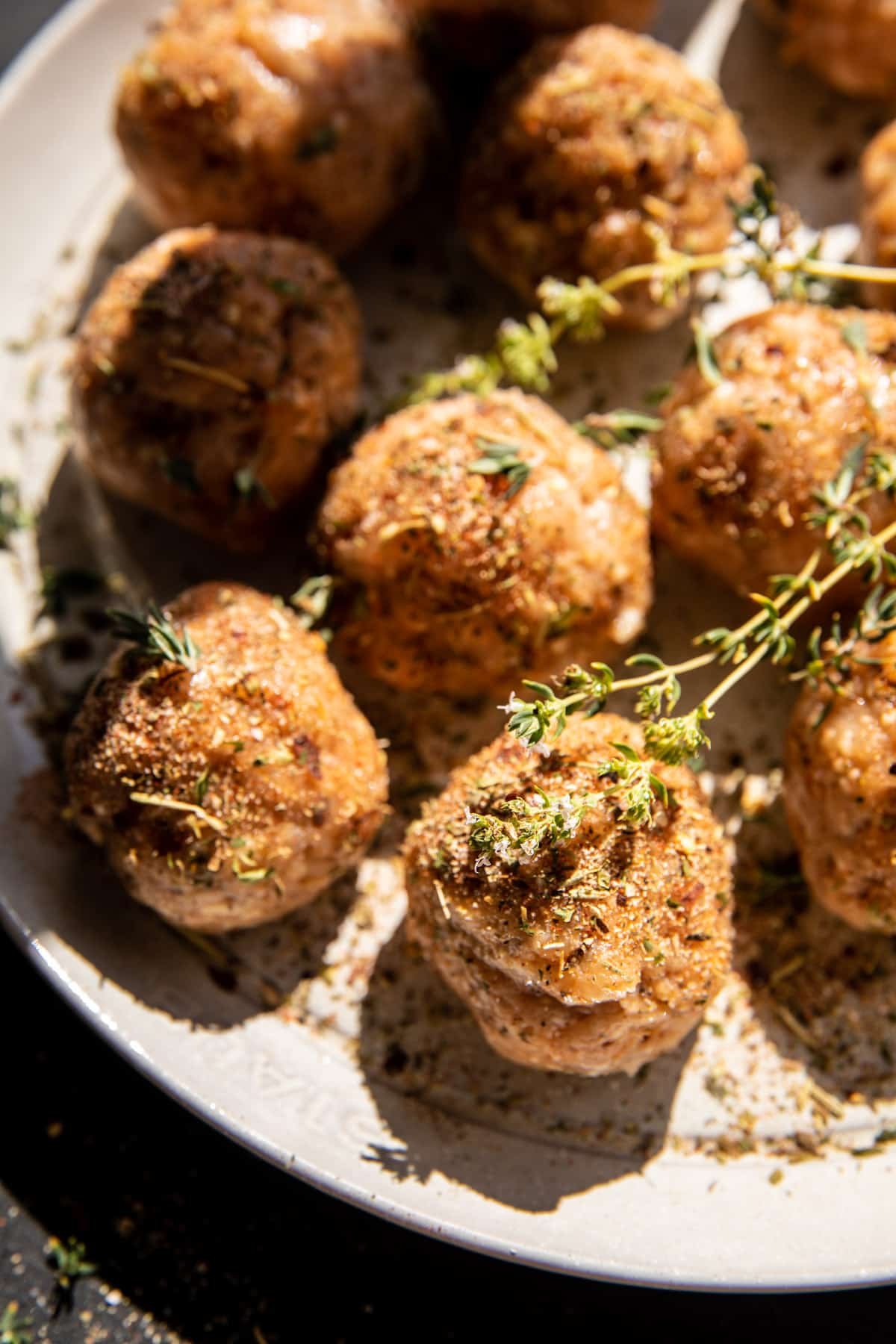 Crockpot Garlic Butter Chicken Meatballs with Creamy Orzo | halfbakedharvest.com
