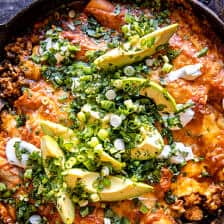 One Skillet Buffalo Ranch Chicken Enchilada Bake | halfbakedharvest.com