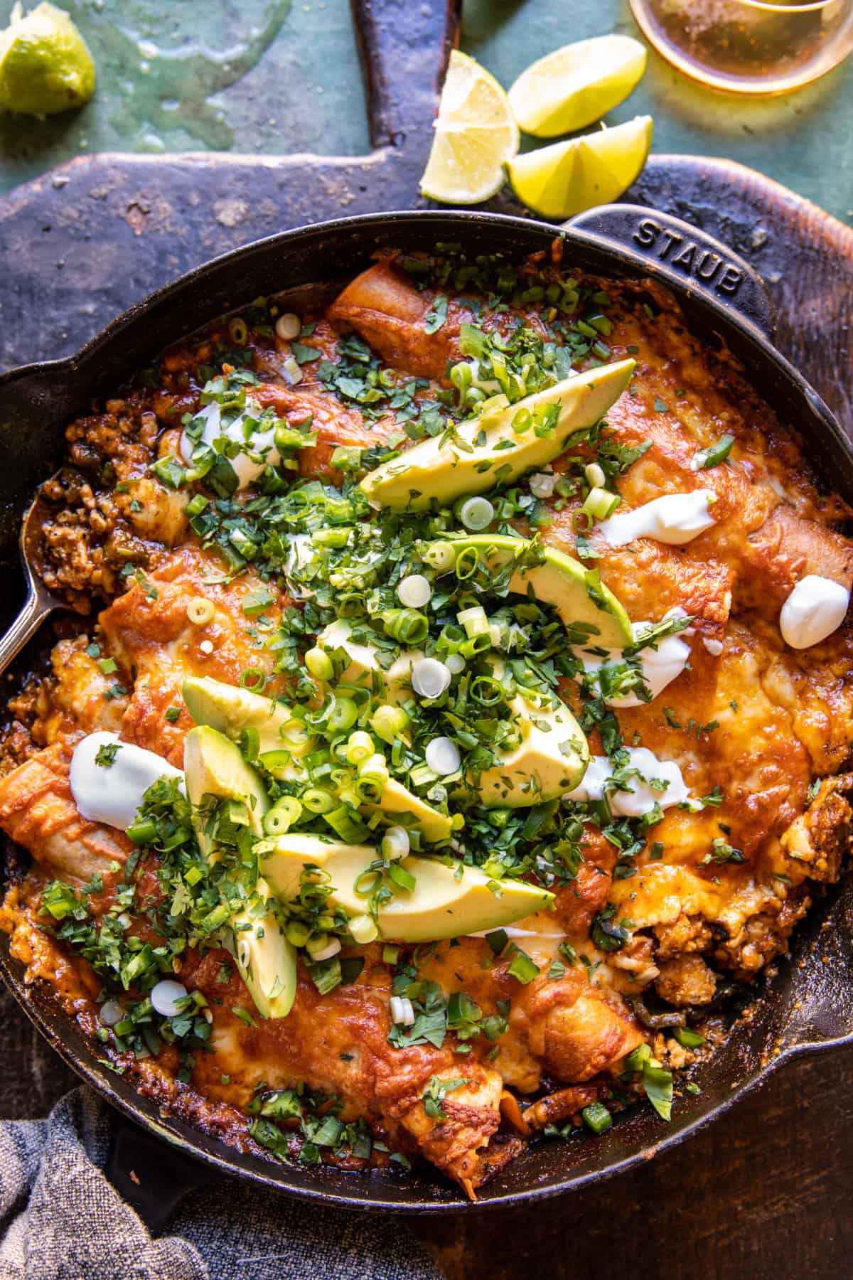 One Skillet Buffalo Ranch Chicken Enchilada Bake | halfbakedharvest.com