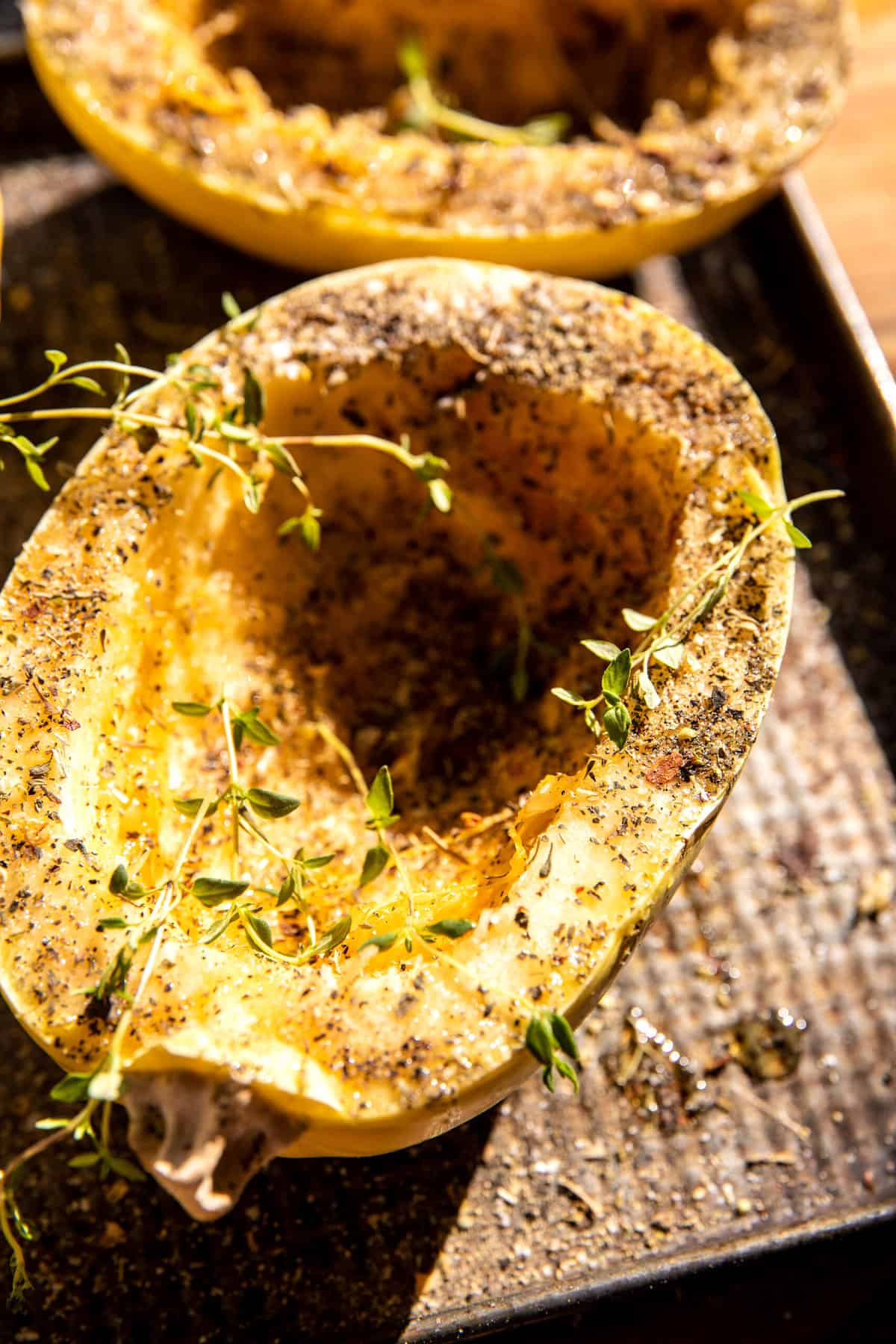 Roasted Garlic Alla Vodka Stuffed Spaghetti Squash | halfbakedharvest.com