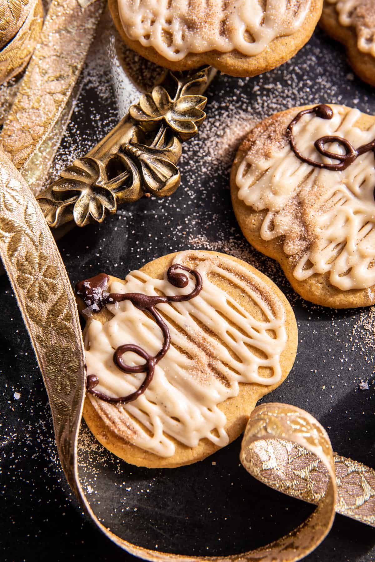 Soft Pumpkin Sugar Cookies with Cinnamon Brown Butter Frosting | halfbakedharvest.com