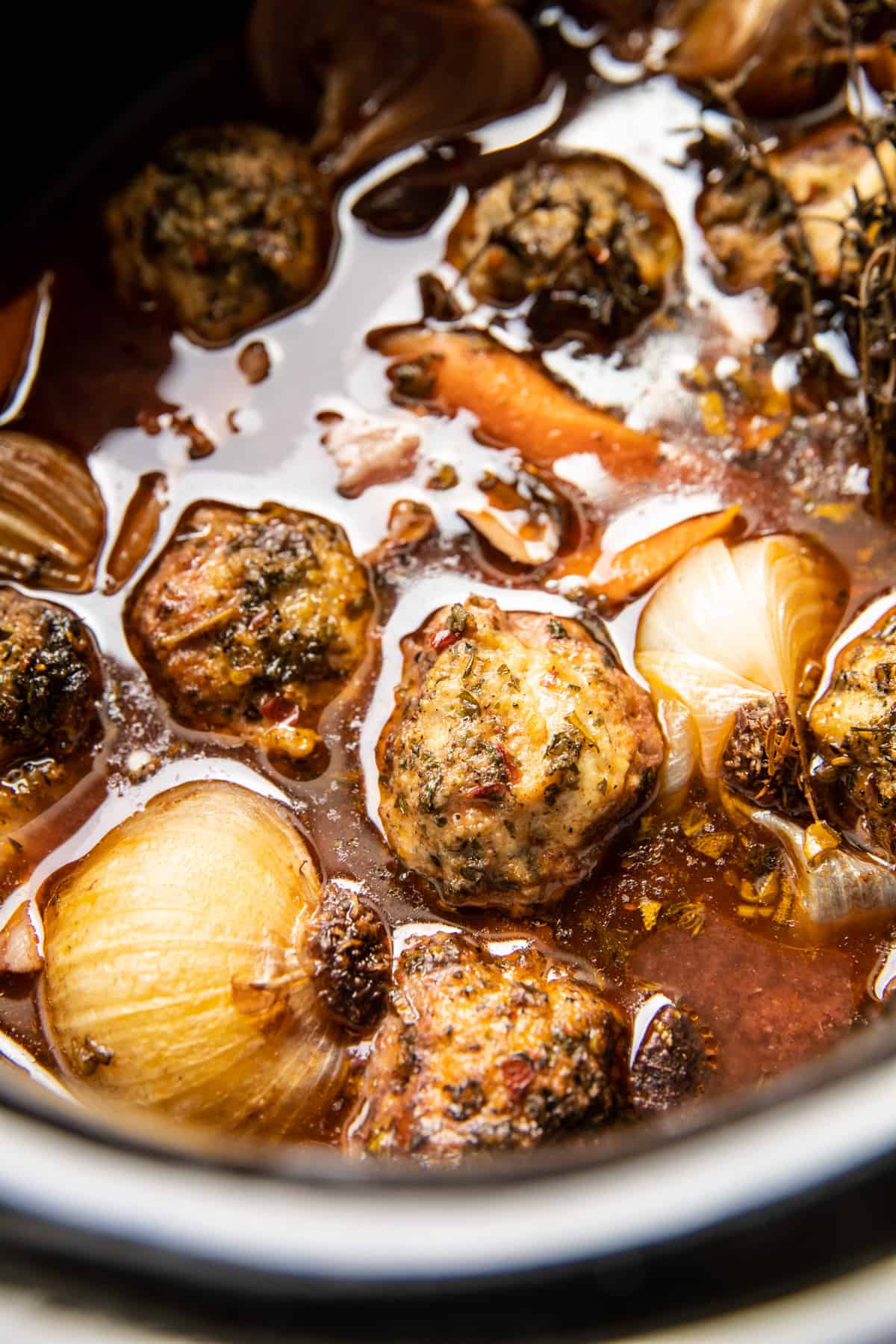 Crockpot Coq au Vin Meatballs | halfbakedharvest.com