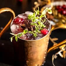 Spiced Cranberry Thyme Moscow Mule | halfbakedharvest.com