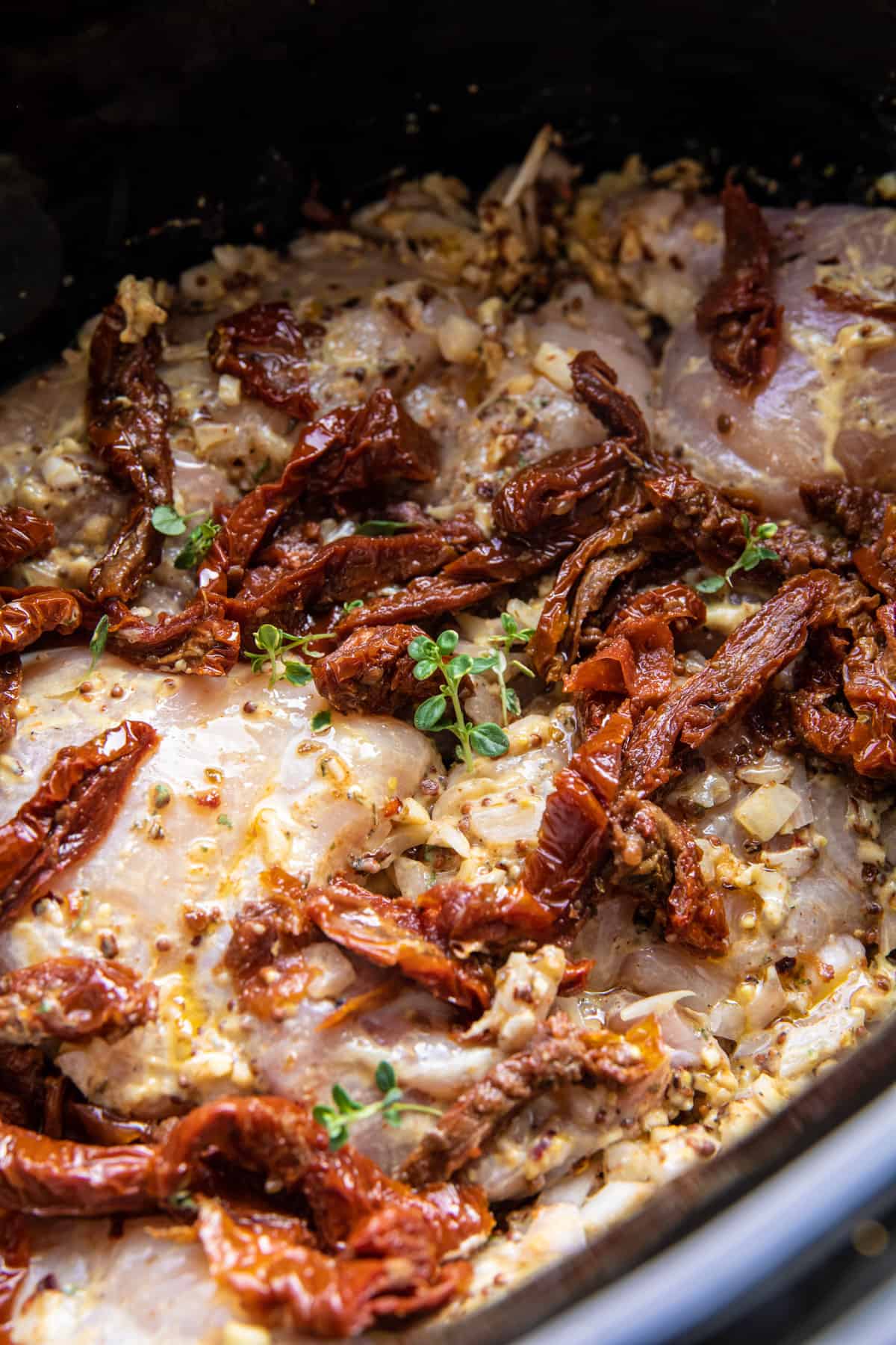 Crockpot Sun-Dried Tomato Chicken | halfnakedharvest.com