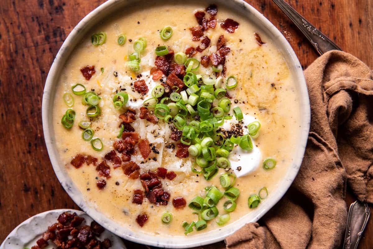 Easy Spicy Baked Potato Soup.| halfbakedharvest.com